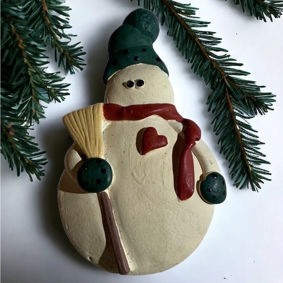 Clay Snowman with Sparkles Holiday Pin Brooch - Picture 3 of 5